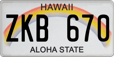 HI license plate ZKB670