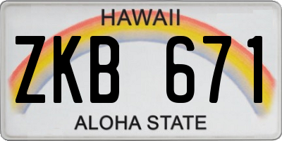 HI license plate ZKB671