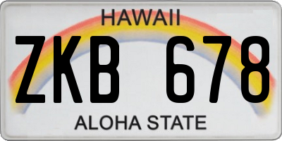 HI license plate ZKB678