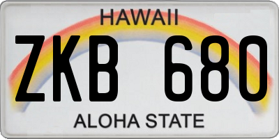 HI license plate ZKB680