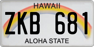 HI license plate ZKB681
