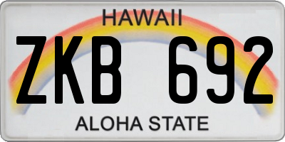 HI license plate ZKB692