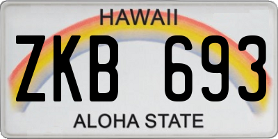 HI license plate ZKB693