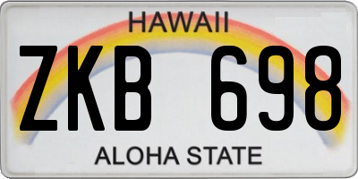 HI license plate ZKB698