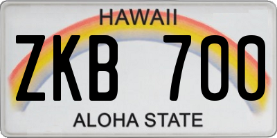 HI license plate ZKB700