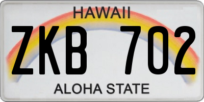 HI license plate ZKB702