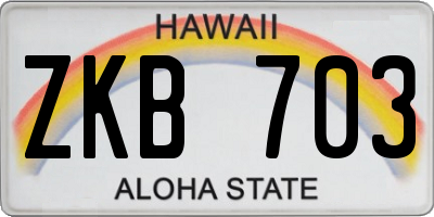 HI license plate ZKB703