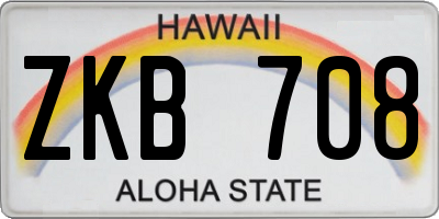HI license plate ZKB708