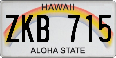 HI license plate ZKB715