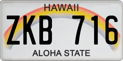 HI license plate ZKB716