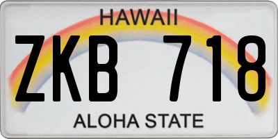 HI license plate ZKB718