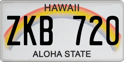 HI license plate ZKB720