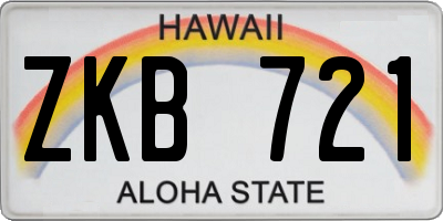 HI license plate ZKB721