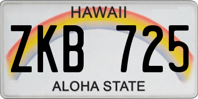 HI license plate ZKB725