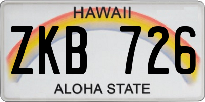 HI license plate ZKB726