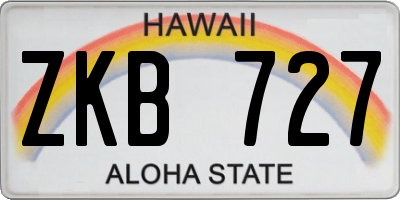 HI license plate ZKB727
