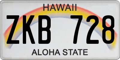 HI license plate ZKB728