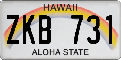 HI license plate ZKB731