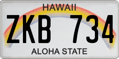 HI license plate ZKB734
