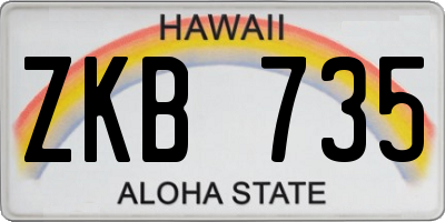 HI license plate ZKB735