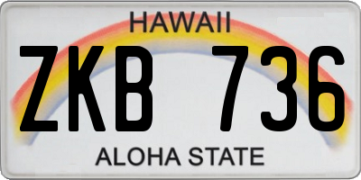HI license plate ZKB736