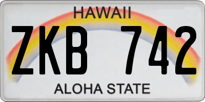 HI license plate ZKB742