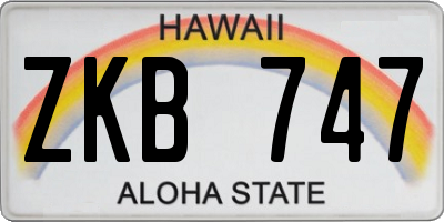 HI license plate ZKB747