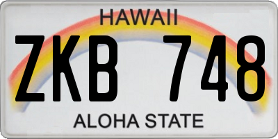 HI license plate ZKB748