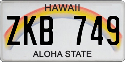 HI license plate ZKB749