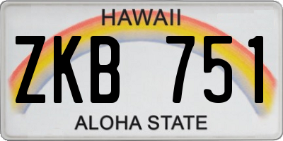 HI license plate ZKB751