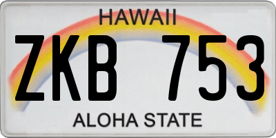 HI license plate ZKB753