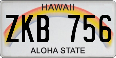 HI license plate ZKB756