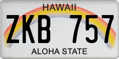 HI license plate ZKB757