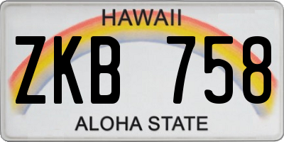 HI license plate ZKB758