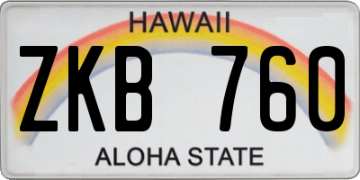 HI license plate ZKB760