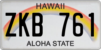 HI license plate ZKB761