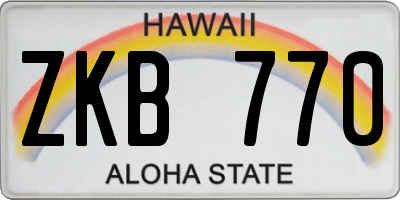 HI license plate ZKB770