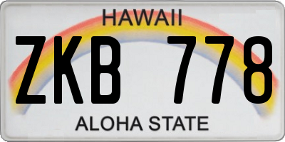 HI license plate ZKB778