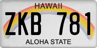 HI license plate ZKB781