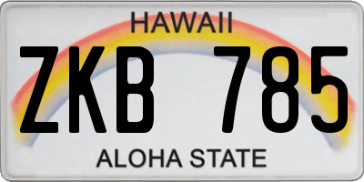 HI license plate ZKB785