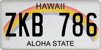 HI license plate ZKB786