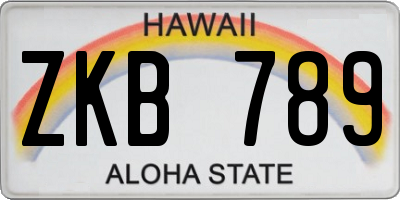 HI license plate ZKB789