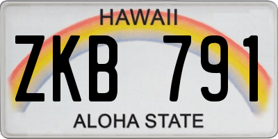 HI license plate ZKB791