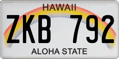 HI license plate ZKB792