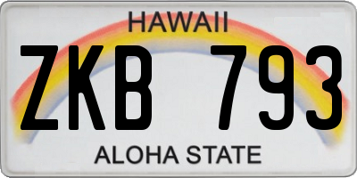 HI license plate ZKB793