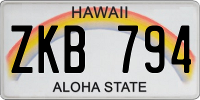 HI license plate ZKB794