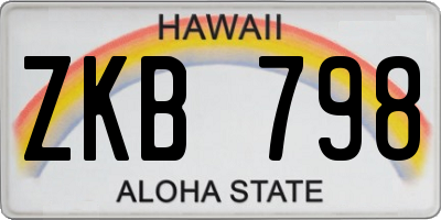 HI license plate ZKB798
