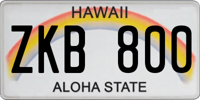 HI license plate ZKB800
