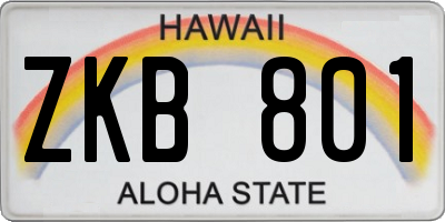 HI license plate ZKB801