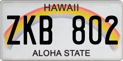 HI license plate ZKB802